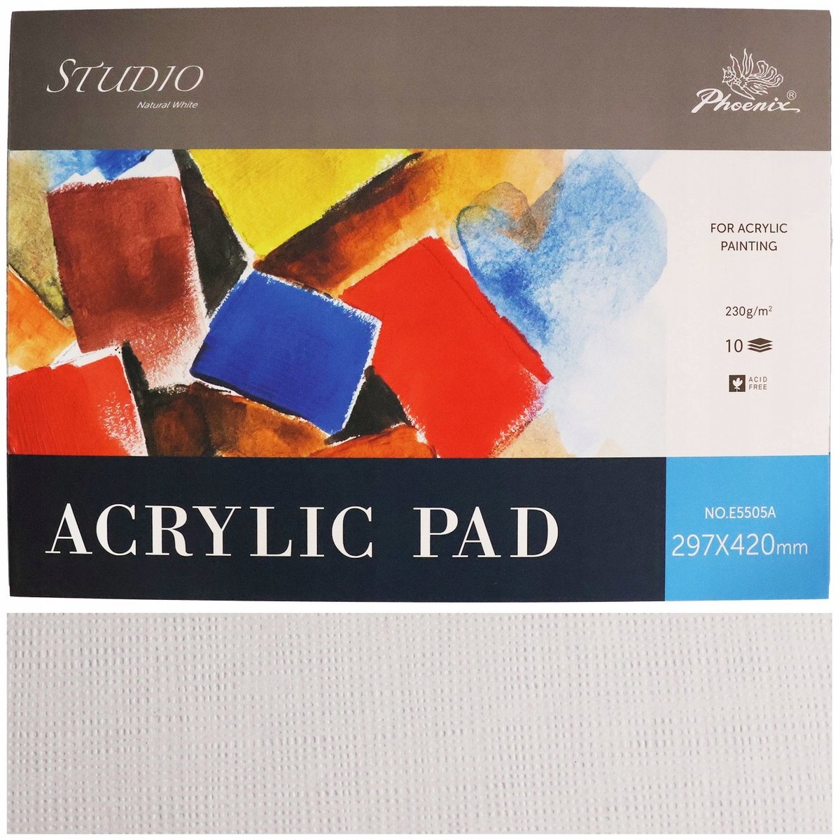 Acryl Blok A3, 10 Vel Wit 230g Canvas Textuur 29,7x42cm