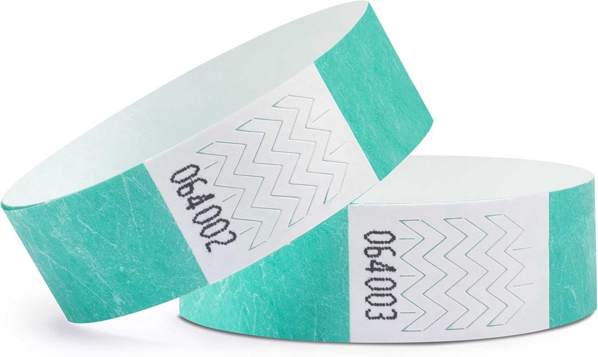 Polsbandjes 19 x 254 mm - Turquoise - Onbedrukt - Water- en scheurbestendig - ShopVlot