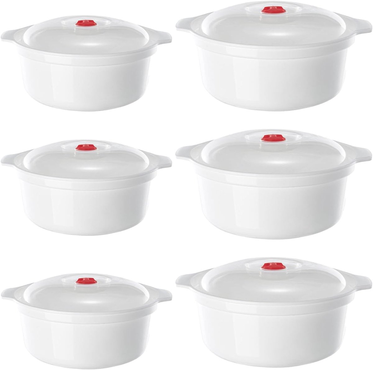 Magnetron servies set 6-delig - 900-1600 ml - met deksel - ideaal voor verwarmen en bewaren - ShopVlot