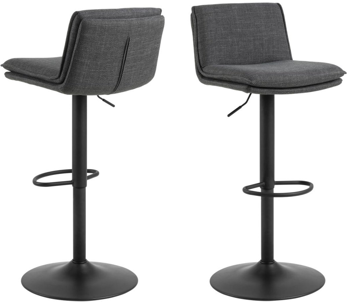 Giga Living Barkruk Tregoss - Donkergrijs - Stof & Staal - Set van 2