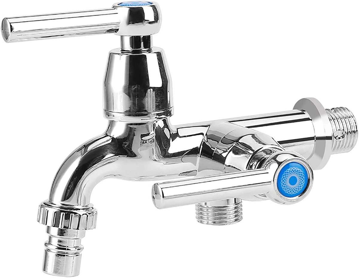 Waterkraan G1/2 muurmontage - dubbele uitloop - chroom - perfect voor badkamer - ShopVlot