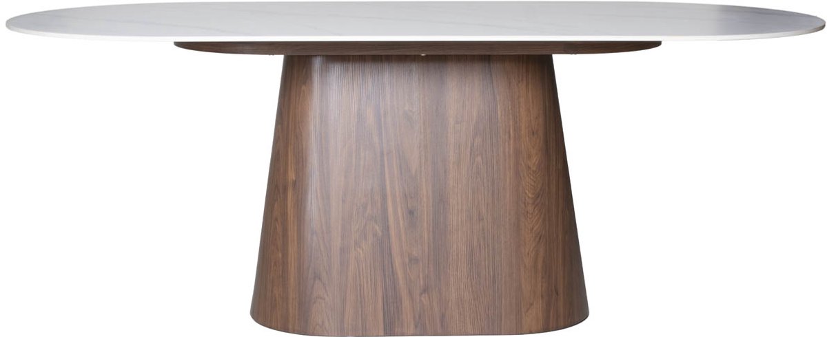 Giga Meubel Eettafel Madia - Wit Keramiek/Walnoot - 200x90x75cm