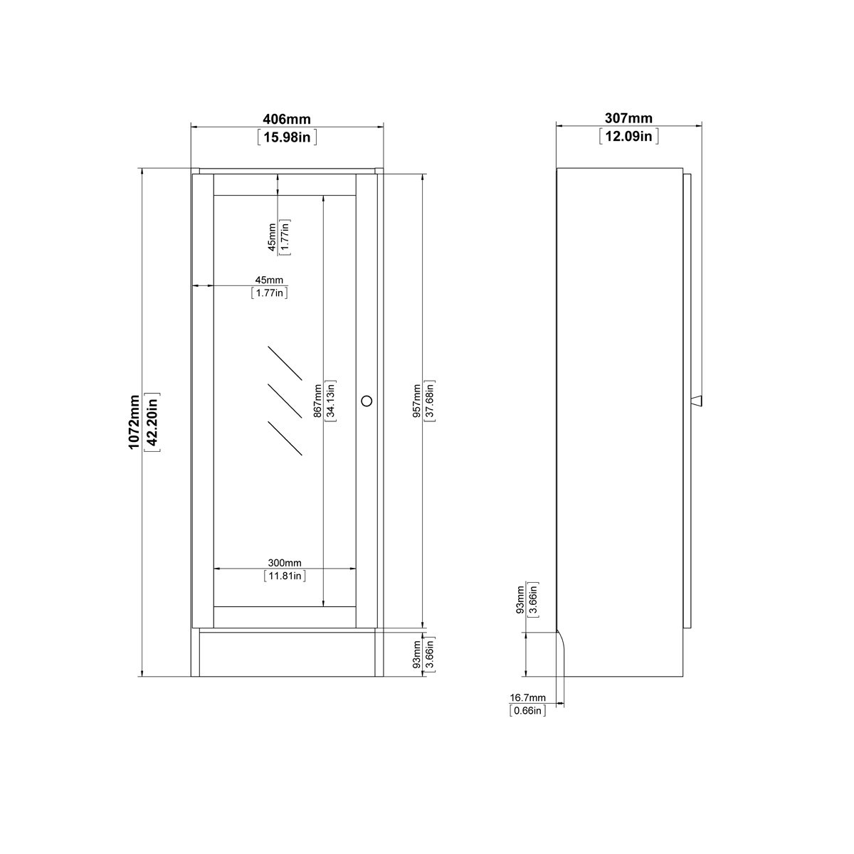 Giga Living Boekenkast Basic - Wit/Glas - 41x27x107cm
