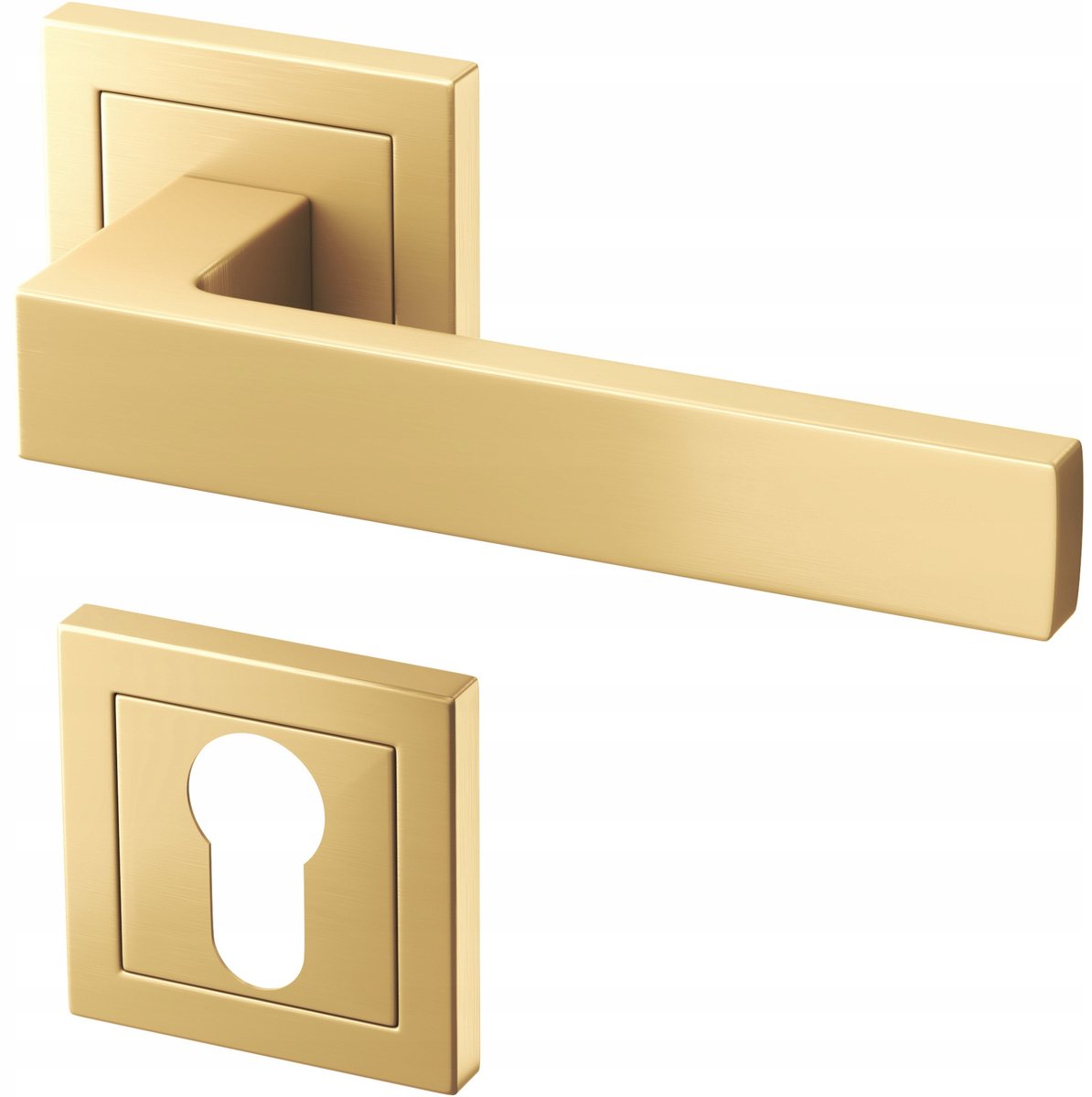 Matte Gouden Deurklink ERGO met Rozetten - Messing Satiné