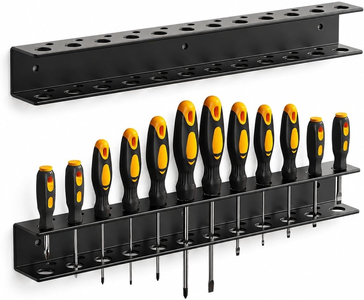 Toolhouder 2 in 1 40 cm - Met schroefhouders en expansiebuis - Voor garage en werkplaats - Ruimtebesparend - ShopVlot