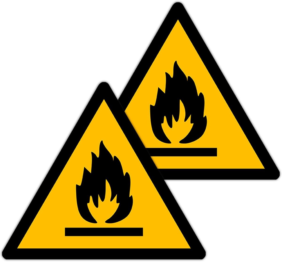 Sticker flammable material 90mm - polyester geel zwart - W021 goedgekeurd - veilig gebruik - ShopVlot