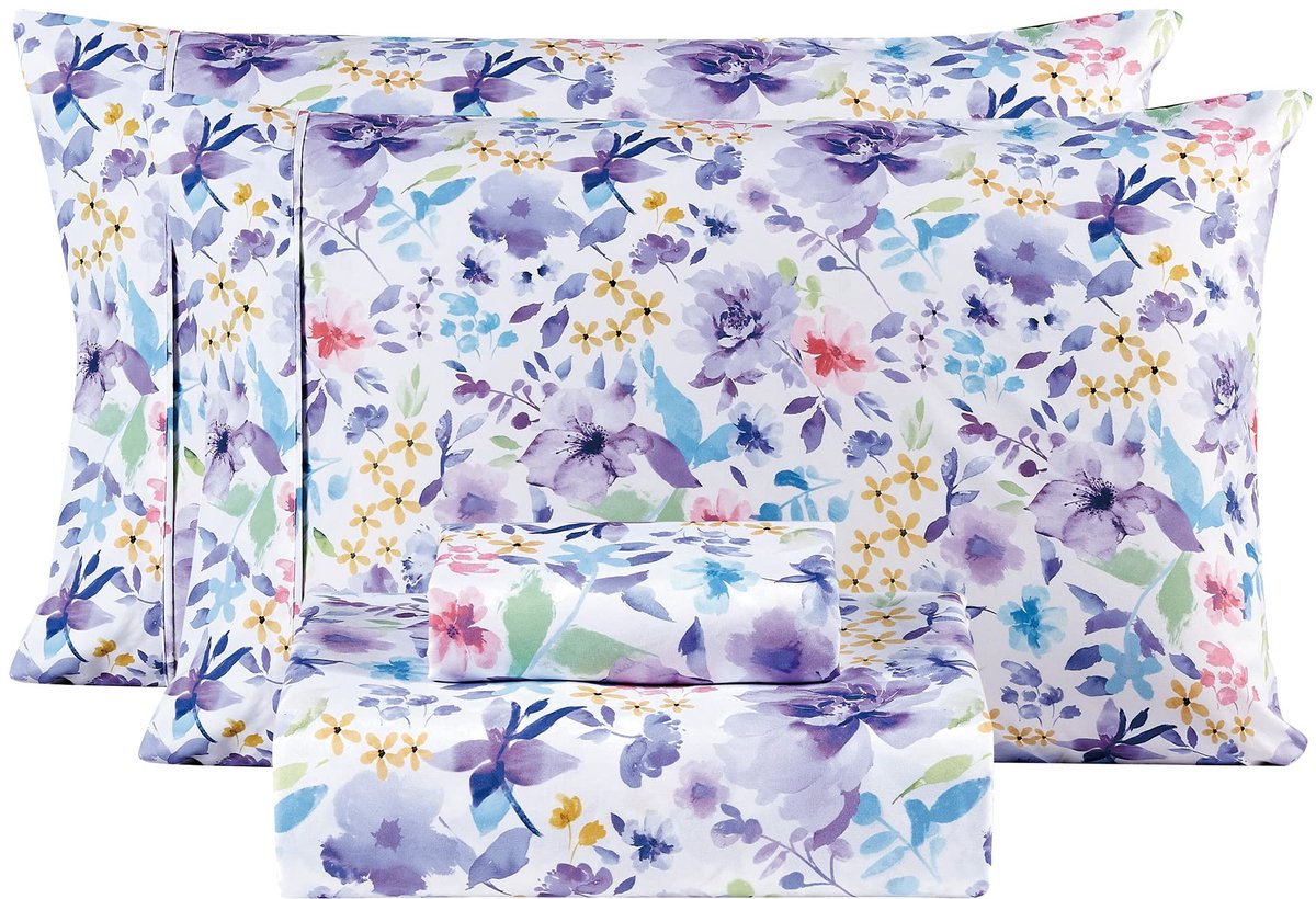 Lakenset queensize - zachte microfiber - vintage bloemen - ademend met antislip hoeslaken - ShopVlot