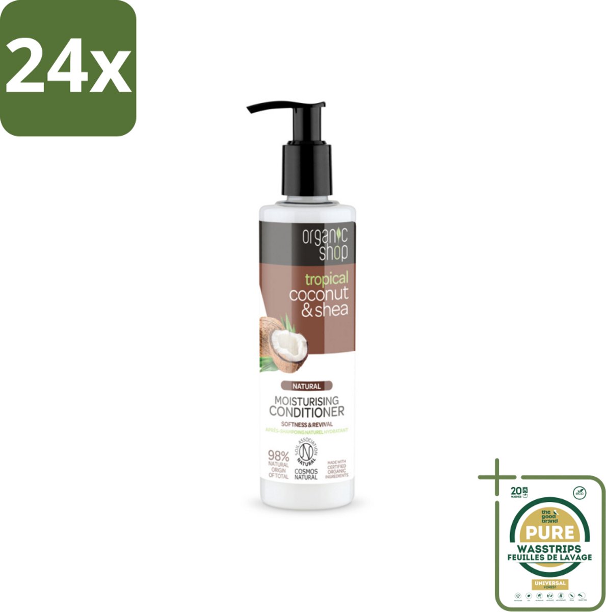 Organic Shop - Coconut & Shea Conditioner - Verzorgend en Voedend - 280 ml - Voordeelverpakking - 24 stuks - Hydraterende conditioner - Haarverzorging