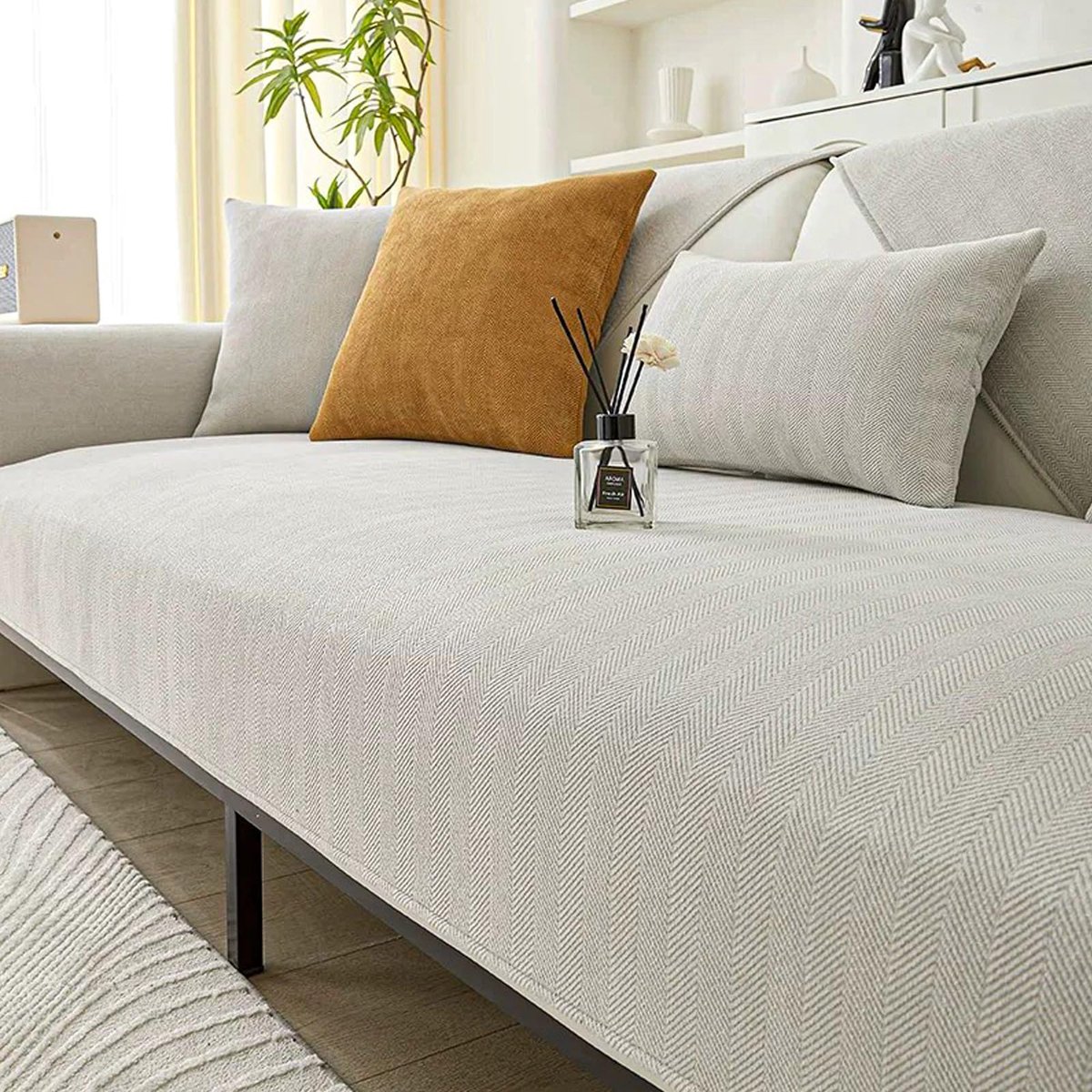 Sofabezug hoekbank L-vorm - Samt stof - Bescherming voor 3/2/1 zits - Verleng de levensduur van je sofa - ShopVlot