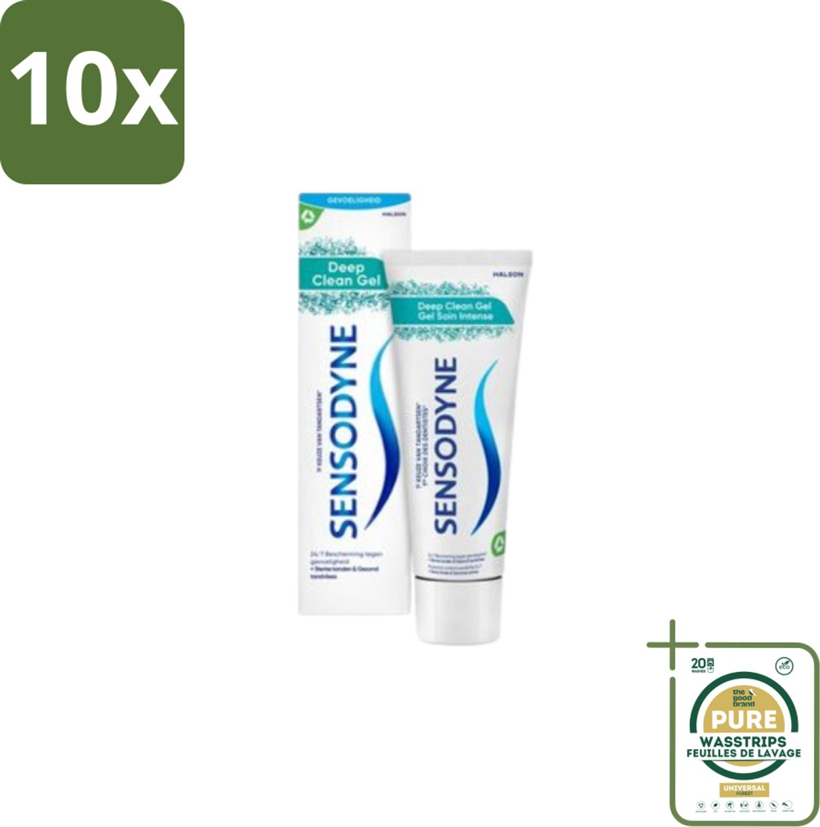 10 x Sensodyne - Tandpasta - Deep Clean Gel - Grondige Reiniging - 75 ml - Grootverpakking - Gevoelige Tanden - Tandpasta - Diepe Reiniging - Fluoride - Mondgevoel