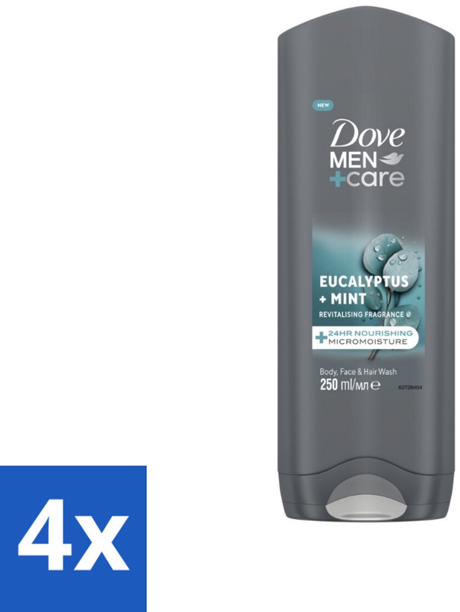 Dove Men+Care Douchegel - Eucalyptus & Mint - 250 ml - Voordeelverpakking - 4 stuks