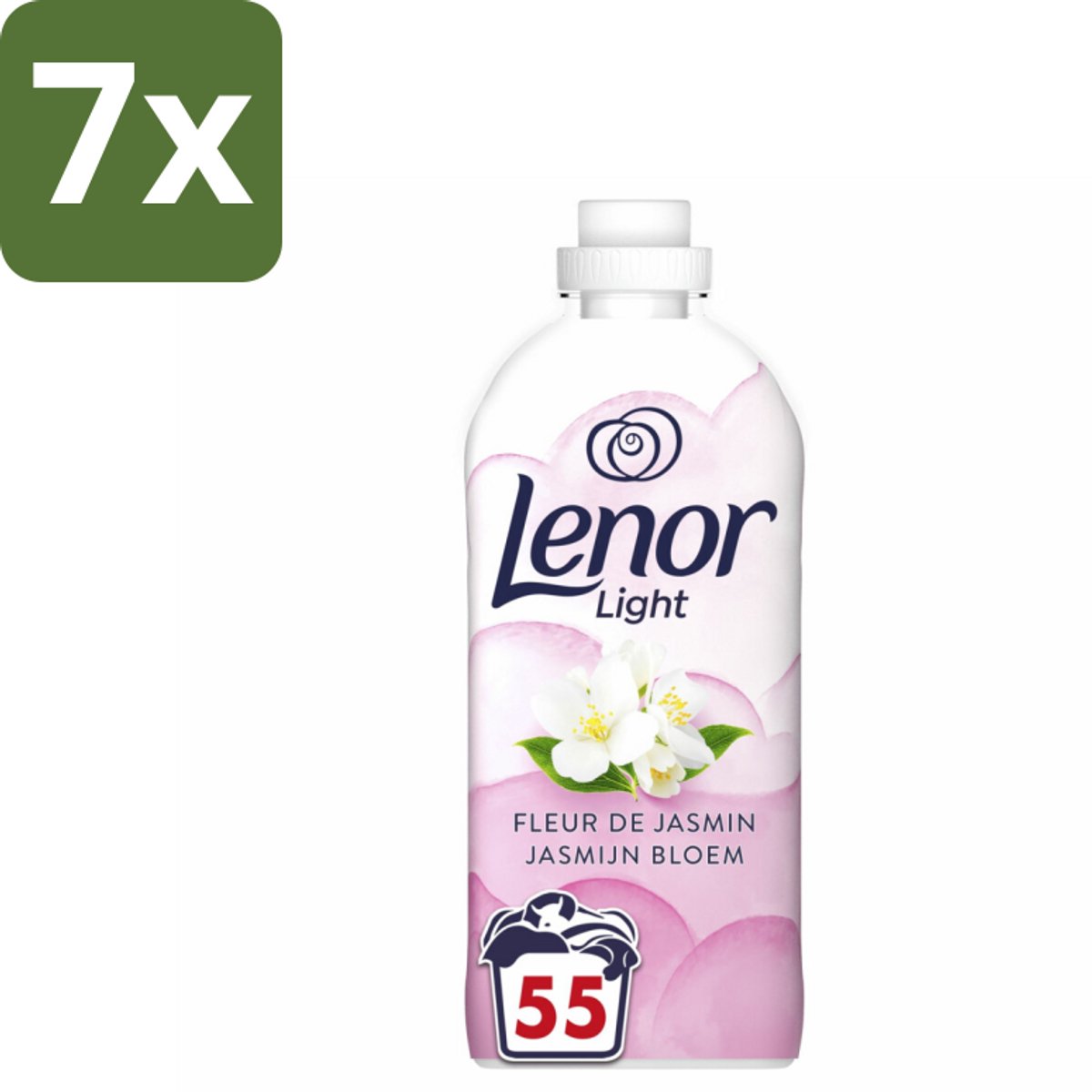 Lenor Light - Wasverzachter - Jasmijnbloem - Fris & Zacht - 55 Wasbeurten - Bulkverpakking - 7 stuks