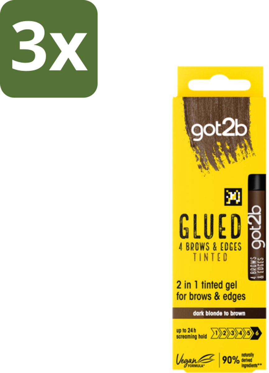 Got2B - 2-in-1 Gel - Brows & Edges Donkerbruin - 16 ml - Bulkverpakking - 3 stuks