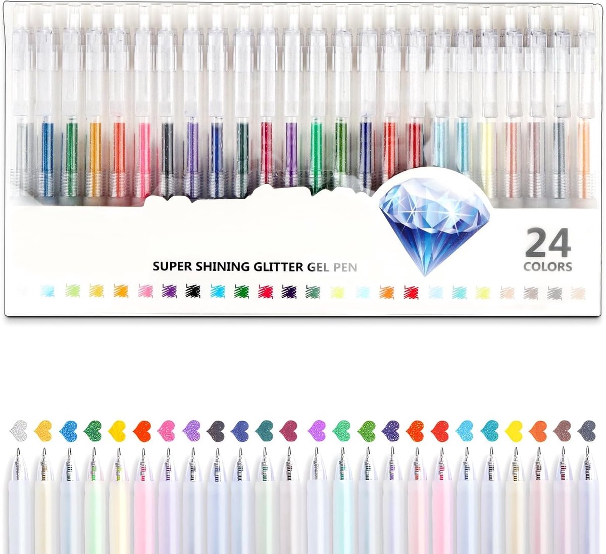 Glittergelstiften - Multicolor - Set van 24 Stuks - Glitterstiften voor Creatieve Projecten - Voor Kinderen en Volwassenen