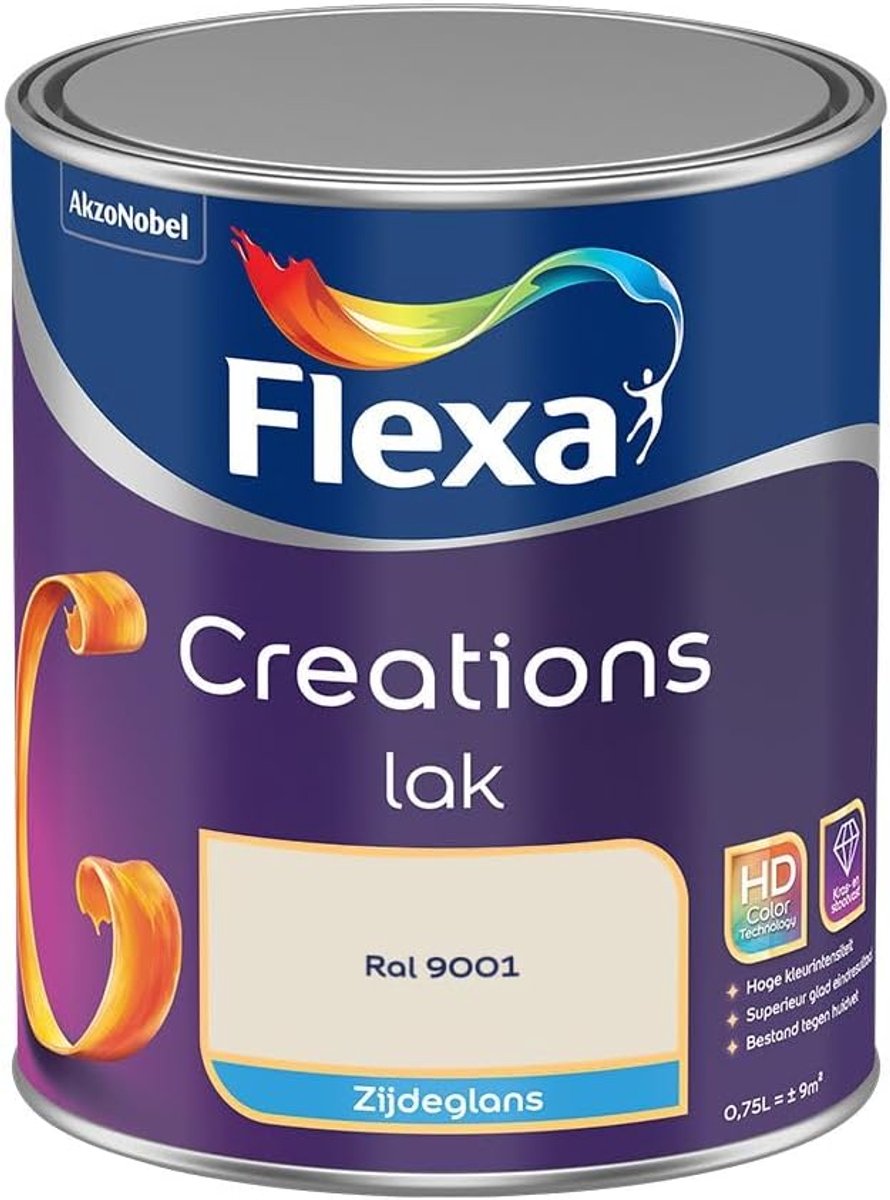 Lak satijn 0.75 L - Crème-wit / RAL 9001 - Hoge kleurintensiteit - Weerstand tegen huidvet - ShopVlot
