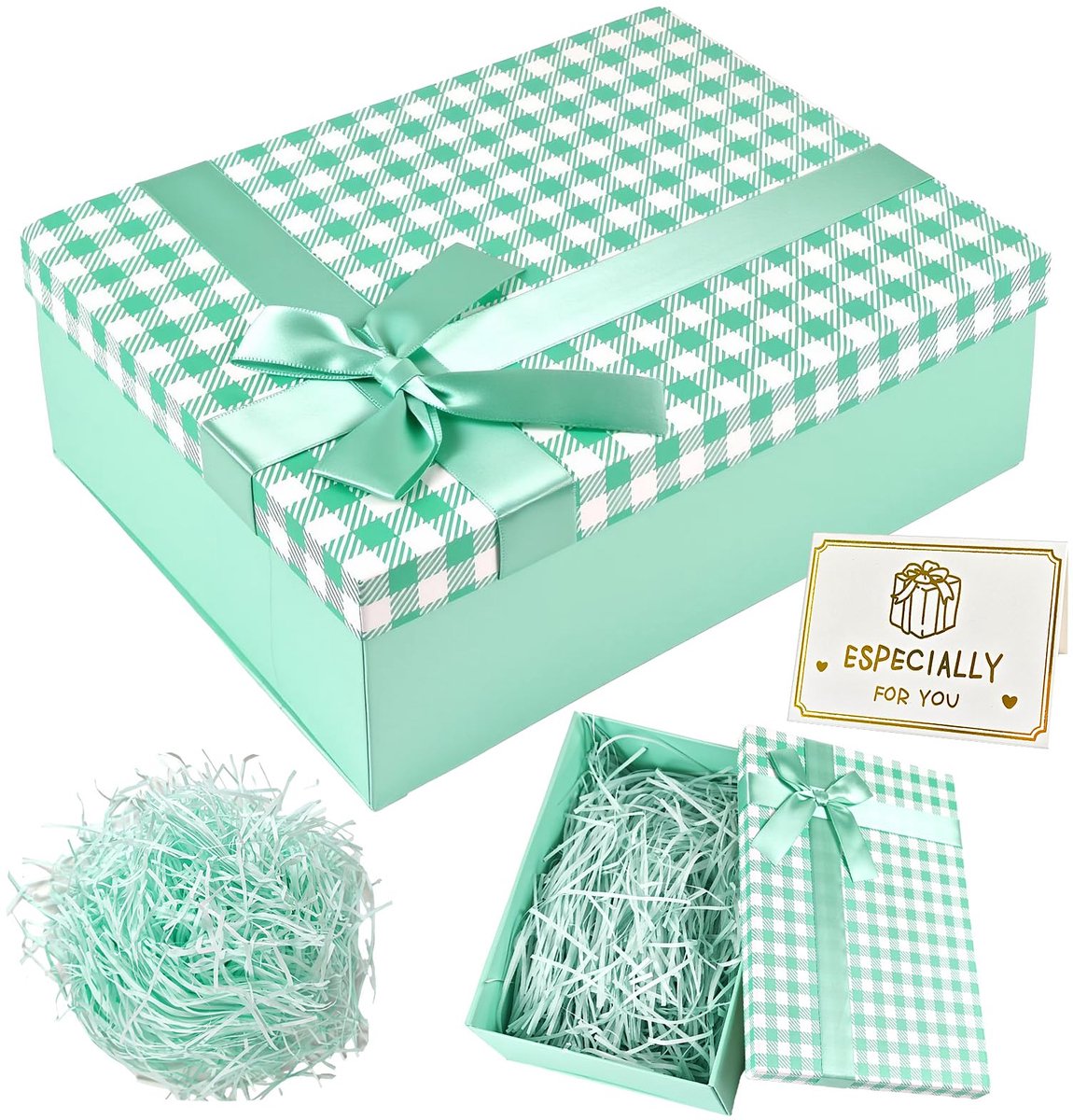 YIMETOP Geschenkdoos met deksel groot, 25 x 18 x 8,5 cm luxe geschenkdoos met strik voor verjaardag, Valentijnsdag - ShopVlot
