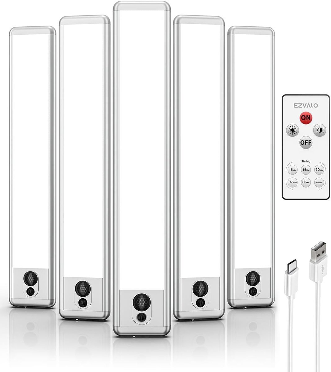 Sensor lampjes met bewegingsmelder - Wit - 23 cm - Oplaadbare LED-lamp met afstandsbediening - Voor keuken en kastverlichting