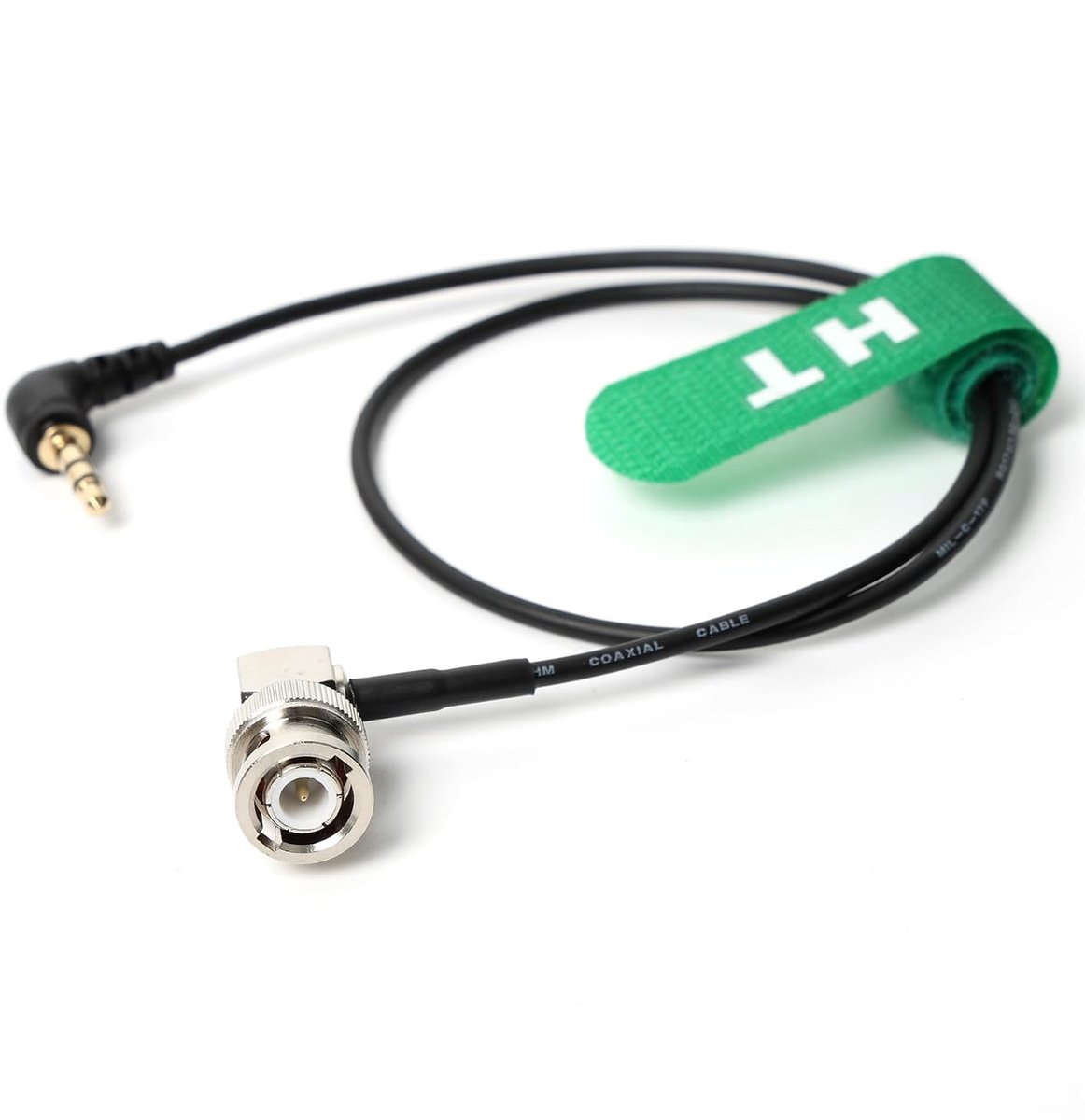 HangTon Timecode Cable Right Angle 3.5mm Mini Jack to BNC for Tentacle Sync to Camera and Mixer 8'' - ShopVlot