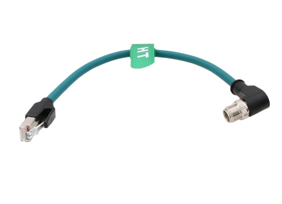 HangTon Right Angle M12 Ethernet 8 Pin X-Coded RJ45 CAT-7e GigE High Speed Cable for Cognex Industrial Camera Sensor - ShopVlot
