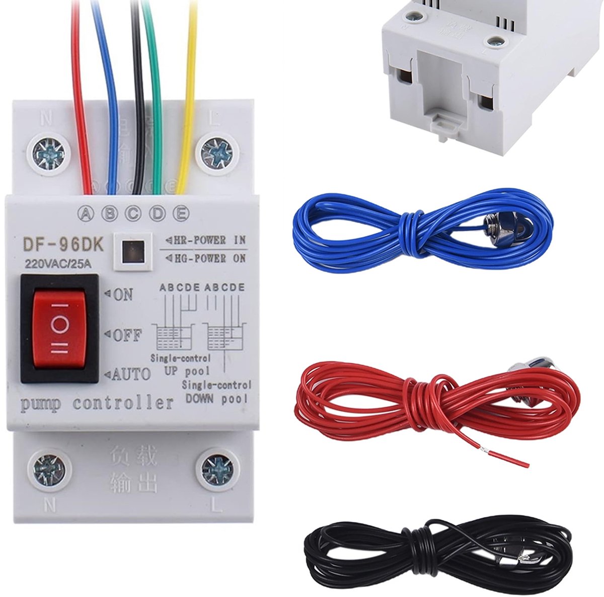 AC-niveausensor - Niveauregelaar - Niveaucontroller - Relais schakelaar - Geïntegreerde afvoerfunctie - 220V - 25A - wit
