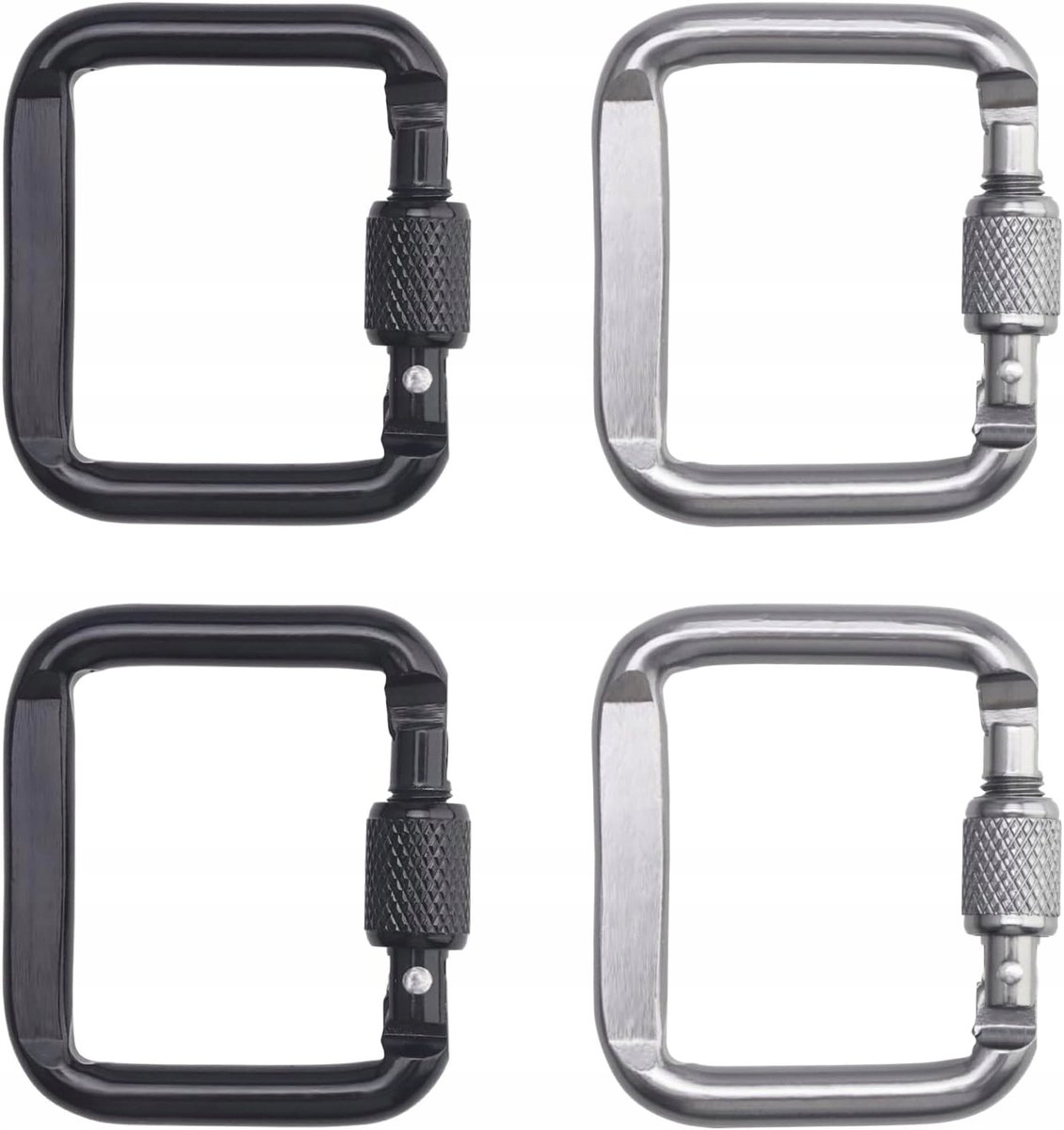 Set van 4 Sterke Karabiners met Schroefsluiting