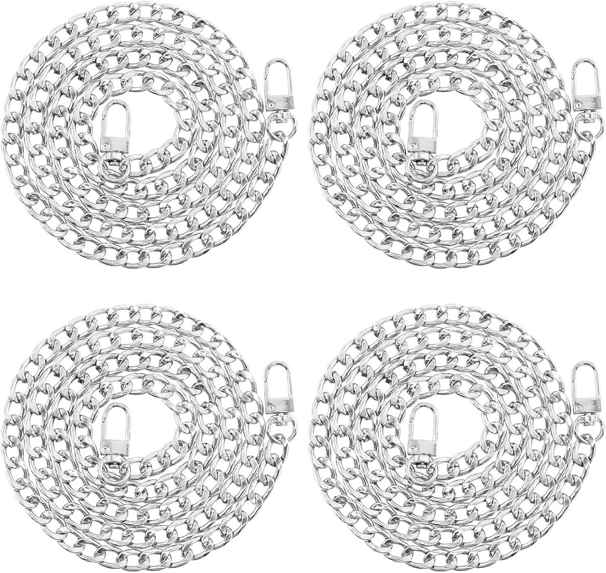 4Pcs Sliver Luxury Fashion 100cm Replacement Flat Chain Belt with Buckles Set, Flat 0.4" Wide Enough 2.4mm Perfect for - ShopVlot