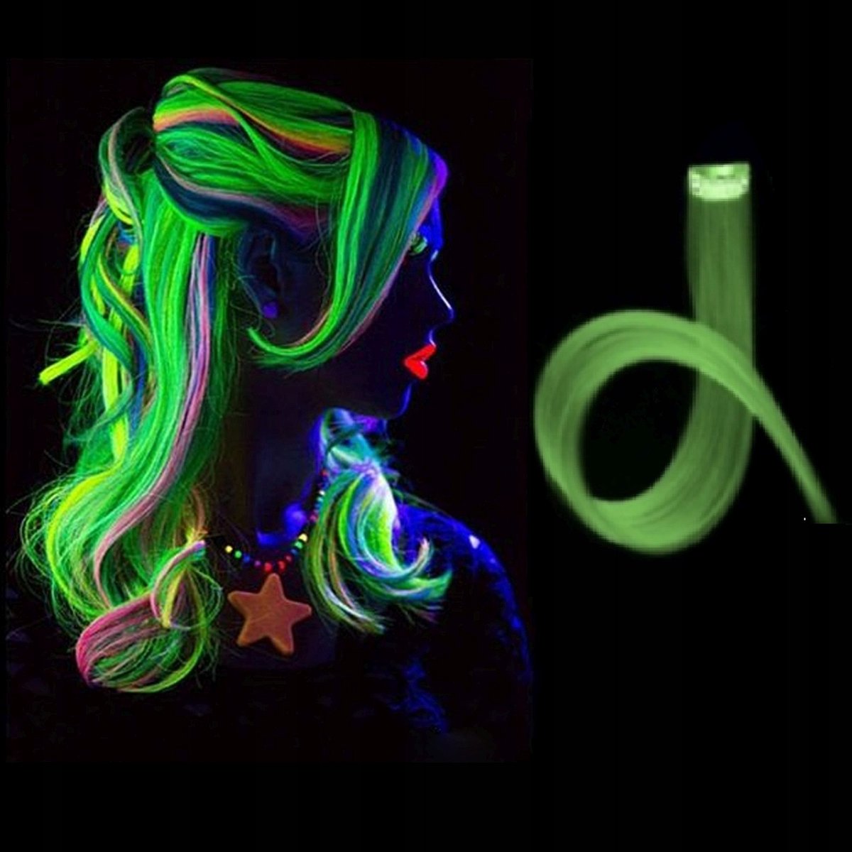 Clip-in Haarverlenging - Licht op in het Donker - Halloween