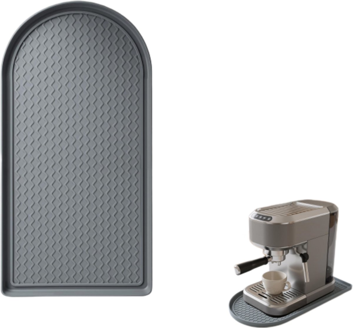 Koffiemat - gemaakt van siliconen - antislip - hittebestendig - waterdicht - siliconenmat geschikt voor kleine koffiezetapparaten - 40 x 20 cm - grijs