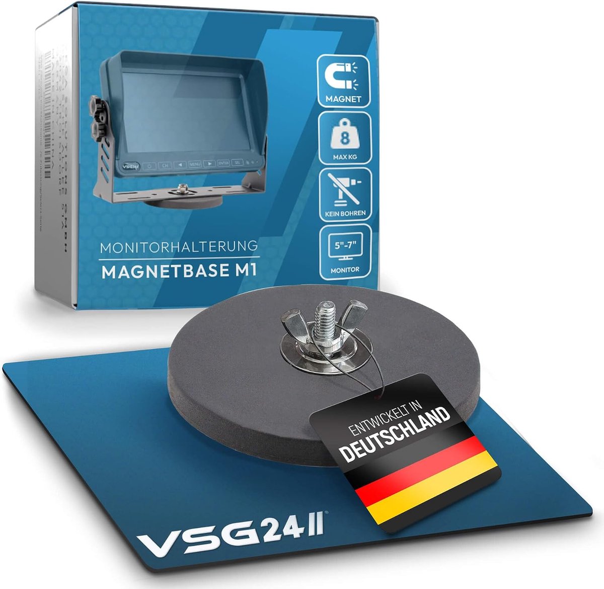 VSG 24 Magnetbase M1 monitorhouder met magnetische basis, zonder boren, tot 8 kg draagkracht, trillingsarm voor 5-7 - ShopVlot