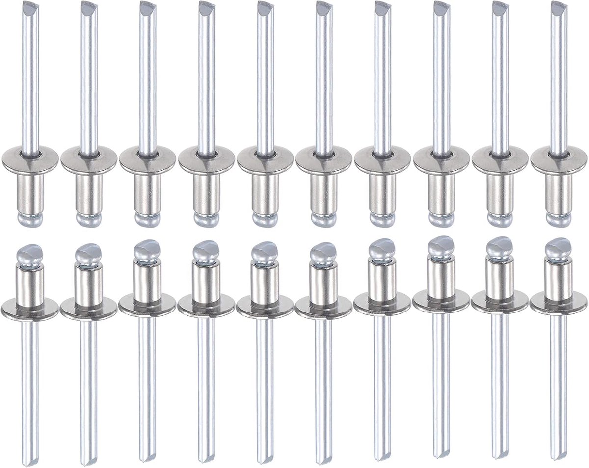 Blindrivetten 5mm x 8mm - 304 RVS - Dome Open End - ideaal voor machineverbinding - ShopVlot