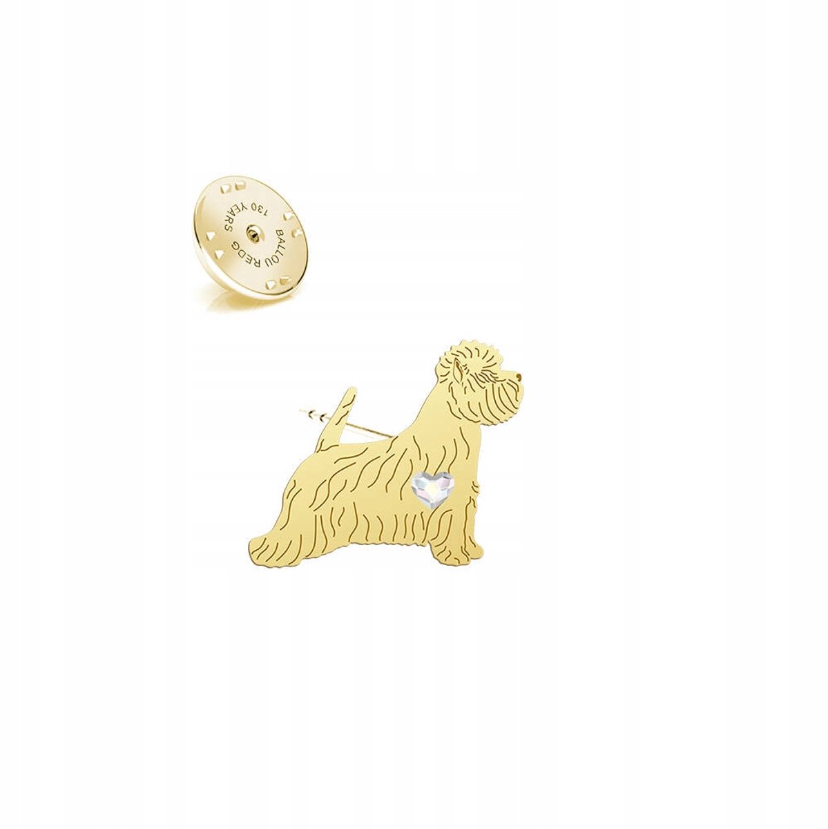 Gouden Broche West Highland White Terrier - Zilver 925 met Kristal