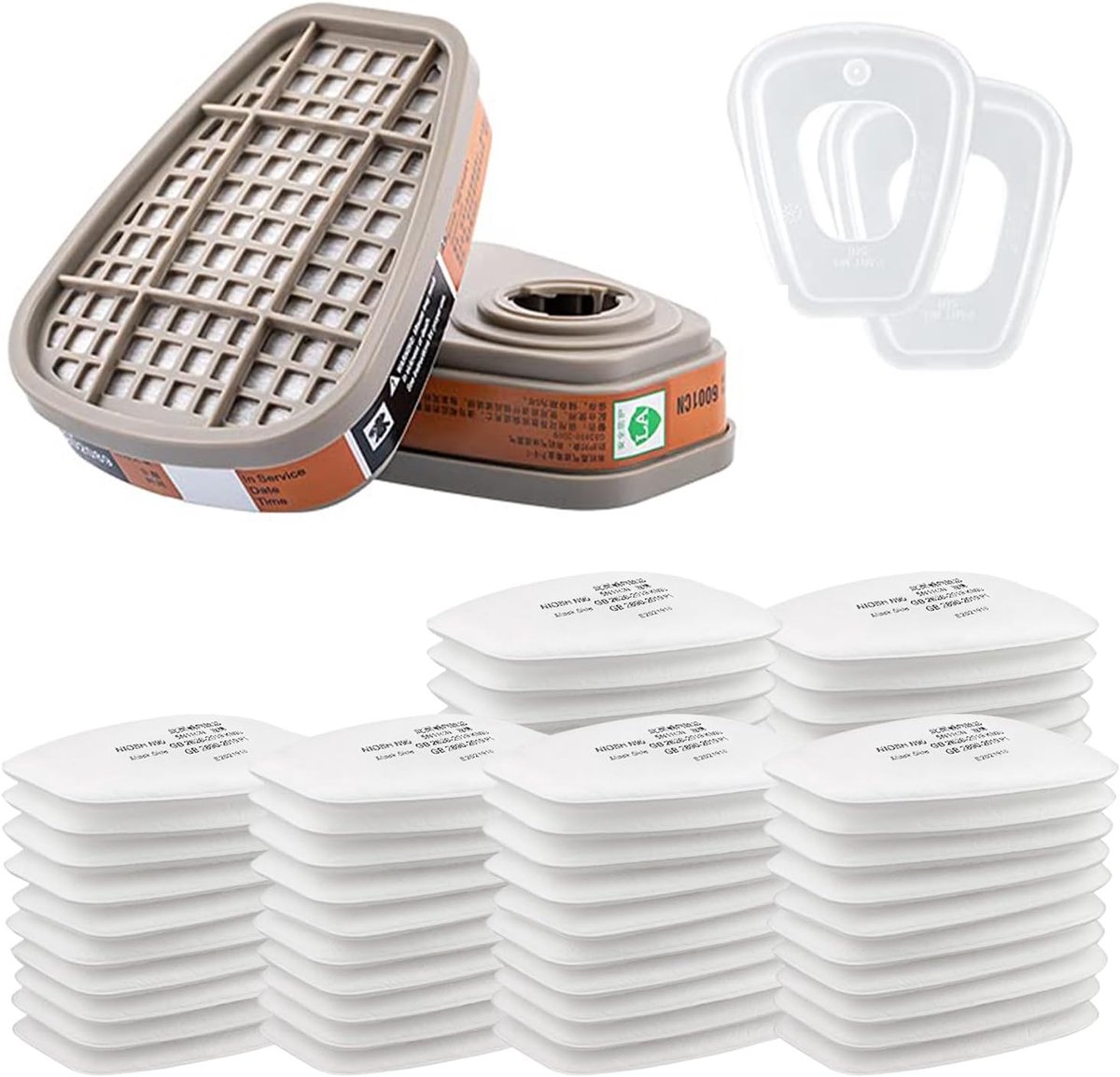 Adembeschermingsmasker filter 6001 - 60 stuks filterkatoen - voor 3M masker - optimale bescherming en comfort - ShopVlot