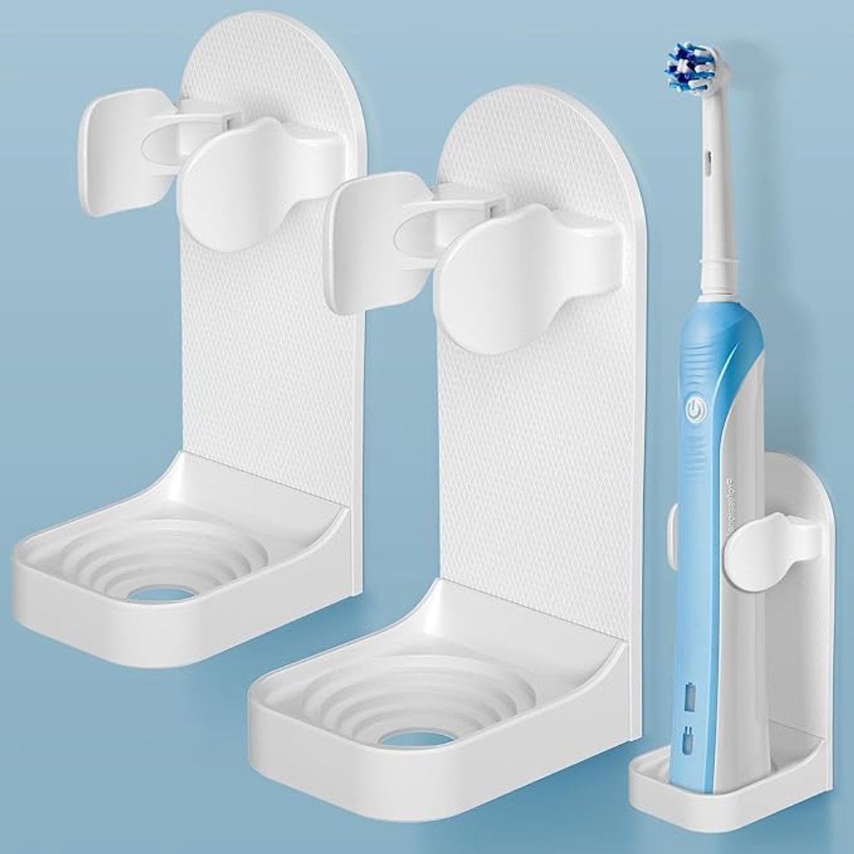 Elektrische Tandenborstelhouder Set van 2 – Wandmontage – Tandenborstelhouder voor Badkamer – Wit – Ruimtebesparend