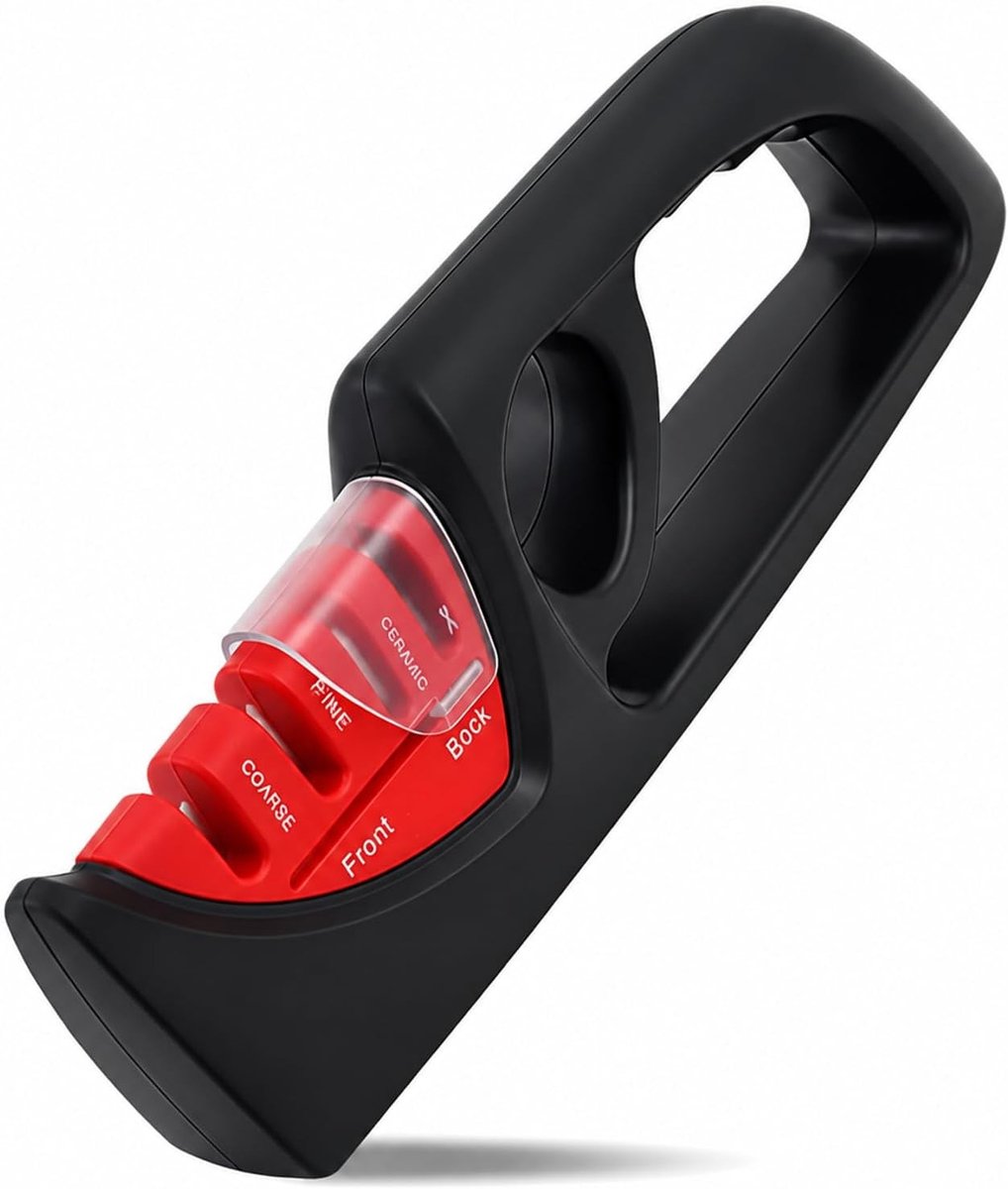 Messenslijper - Zwart - 23,5 x 7 cm - Professionele Handmatige Keukenslijper - Voor Alle Keukenmessen