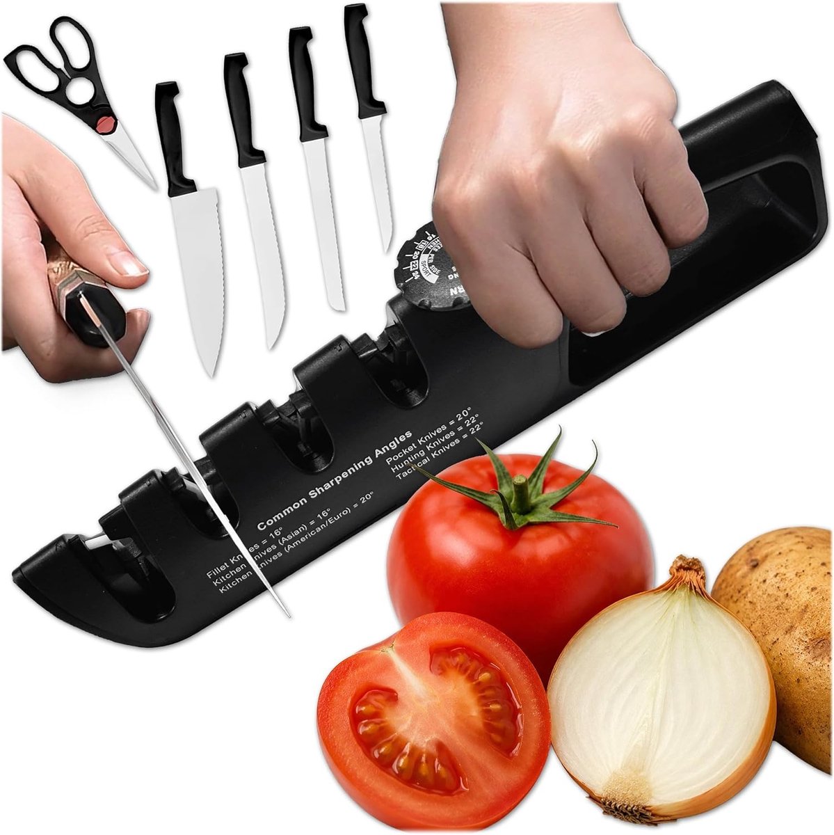 Messenslijper - Zwart - 28,5 x 4,5 x 7 cm - Professionele Slijper voor Keuken- en Outdoormessen