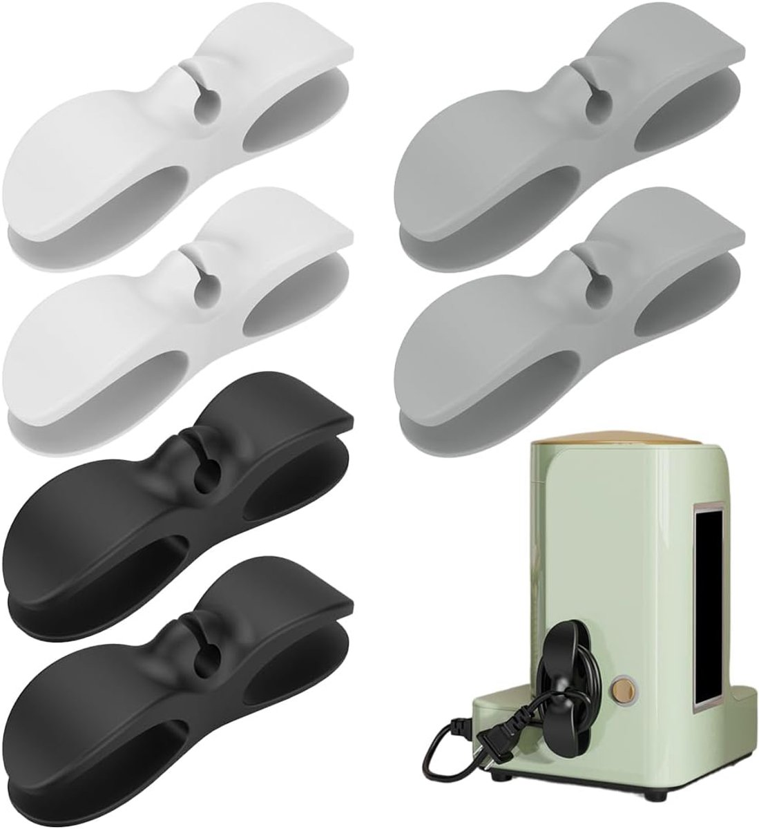 6 Pcs Cable Organizer, Self Adhesive Cable Reel Clip, Cable Guide, Cable Guide, Length Reducer for Kitchen Appliances - ShopVlot