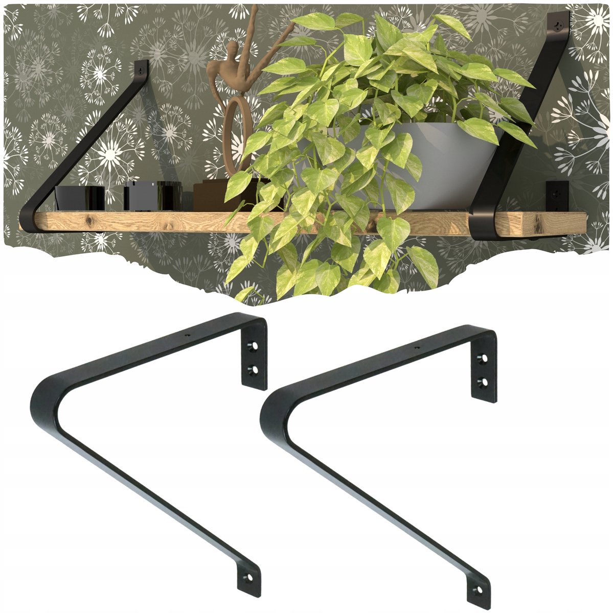 Zwarte Wandsteunen Plank 220x250mm - Set van 2 - Stijlvol & Robuust