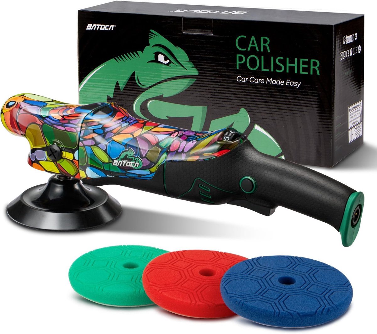 BATOCA P2 Polijstmachine Auto 1000W Hoog Koppel - 150mm Profi Roterende Polijstmachine voor Lakcorrectie - ShopVlot