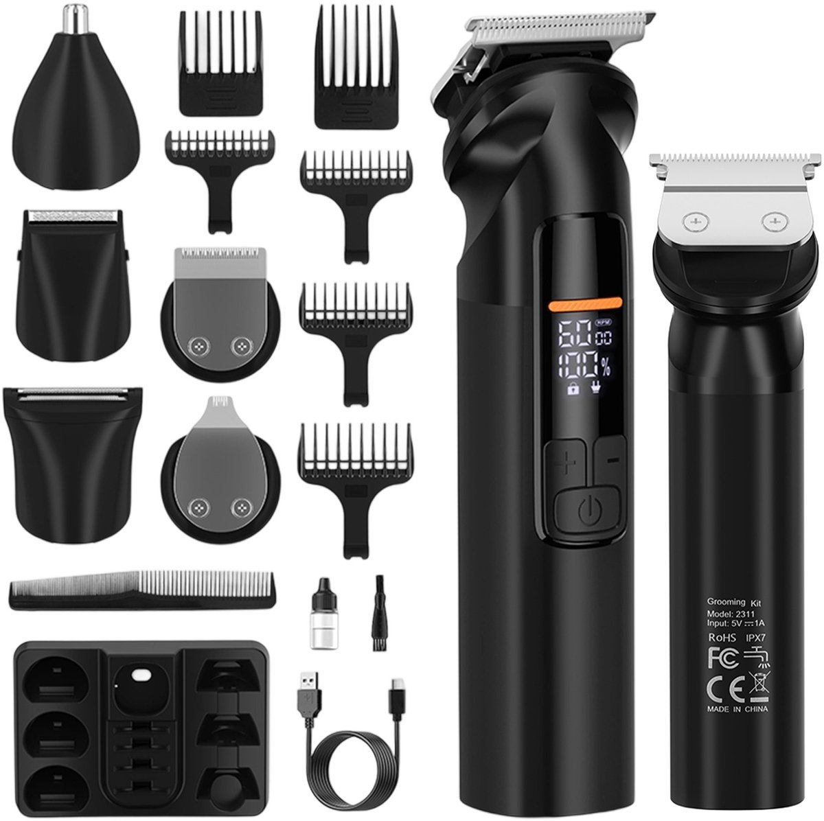 REDOM Tondeuse & Haartrimmer 6-in-1 - 15,8 cm - 3 snelheden - nauwkeurig haar knippen en trimmen - persoonlijke verzorging - T-vormig roestvrij staal thumbnail 5
