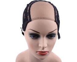 U-part pruikcap M 54cm - zwarte kant - verstelbare straps - comfortabel en lichtgewicht - ShopVlot