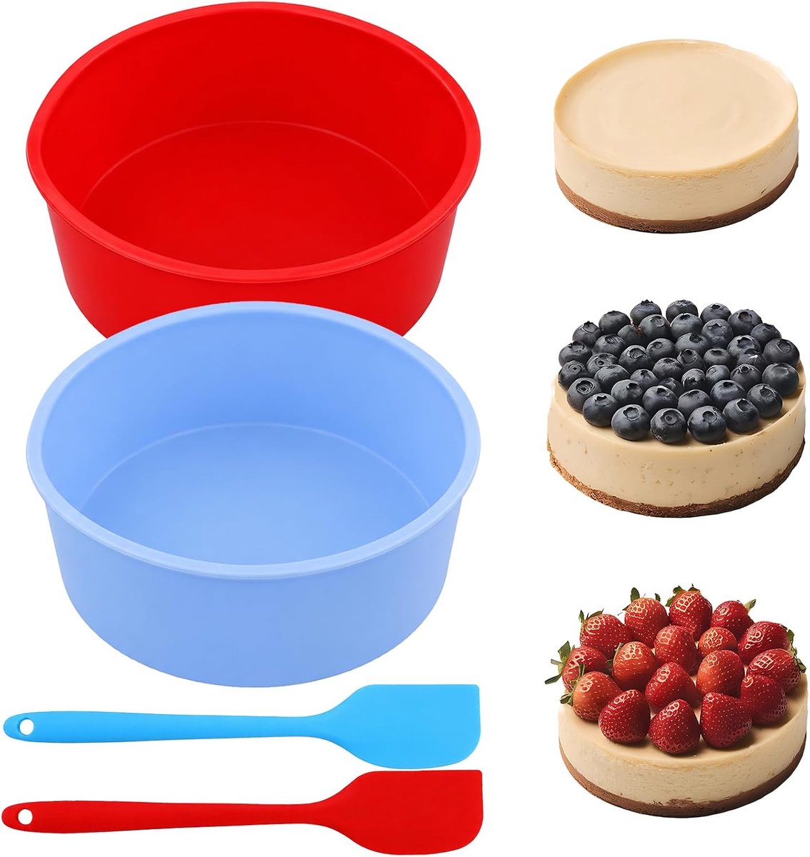 Ronde siliconen taartvormen 15 cm - set van 2 - BPA-vrij materiaal - perfect voor taarten en brood - ShopVlot