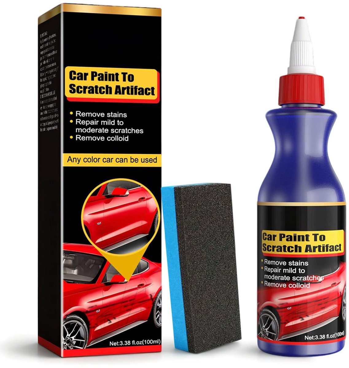 Auto krasverwijderaar 100ml - polijstpasta voor lichte krassen - inclusief applicatiespons - eenvoudig in gebruik - ShopVlot