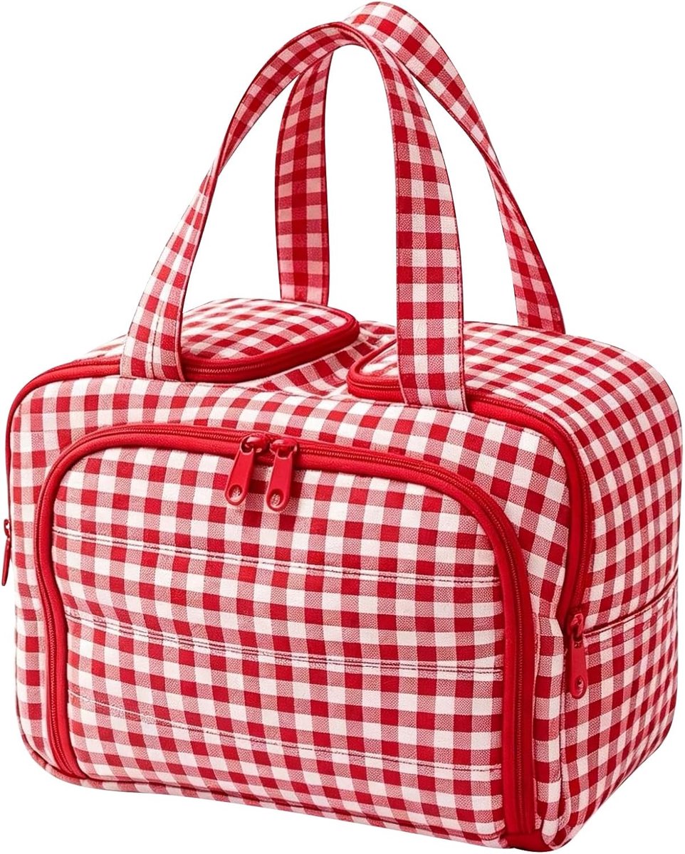 Make-uptas groot - zachte nylon toilettas - 4 vakken - ideaal voor reizen - ShopVlot