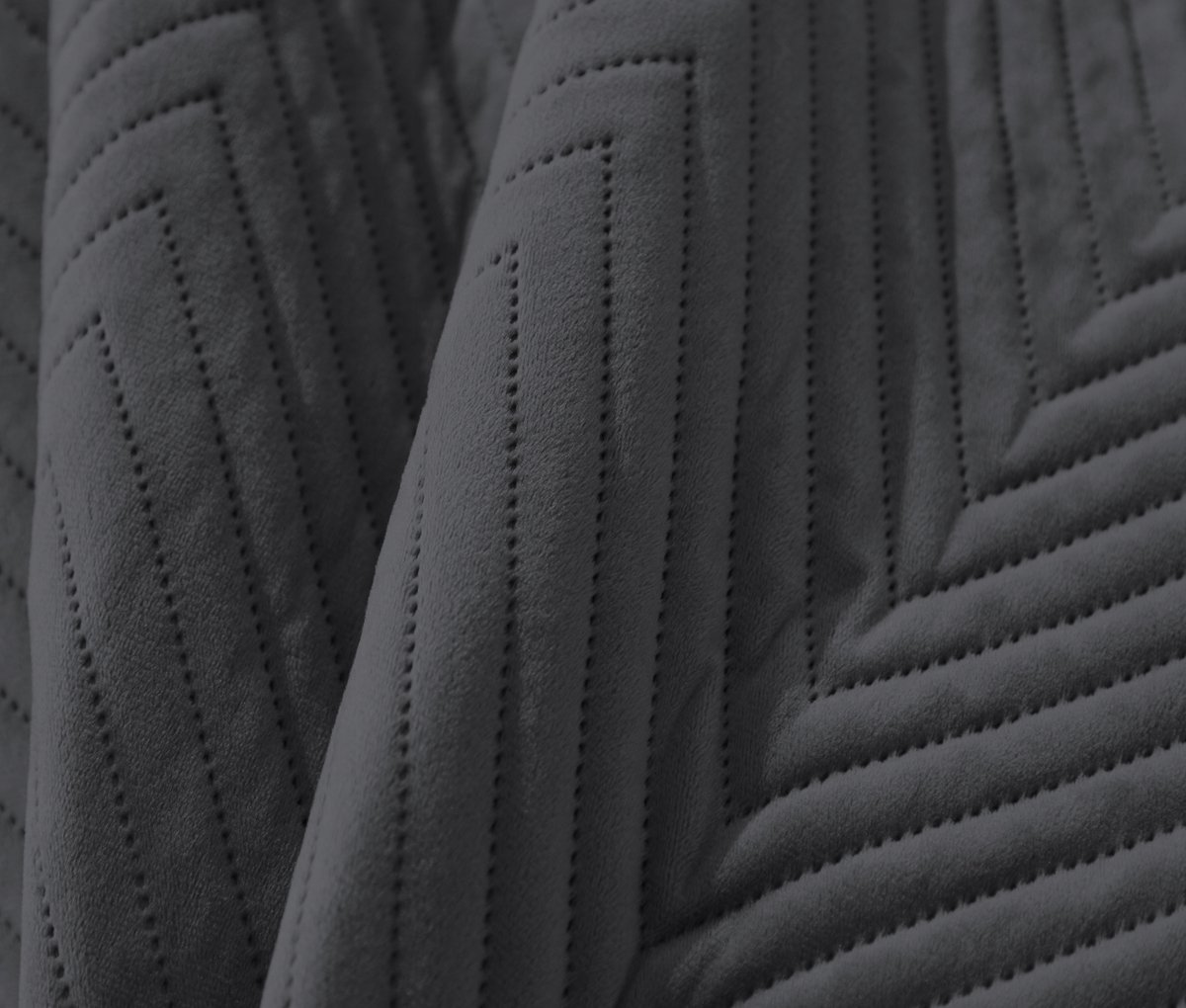 Luxe Grijze Velours Sprei 200x220cm - Visgraat Patroon