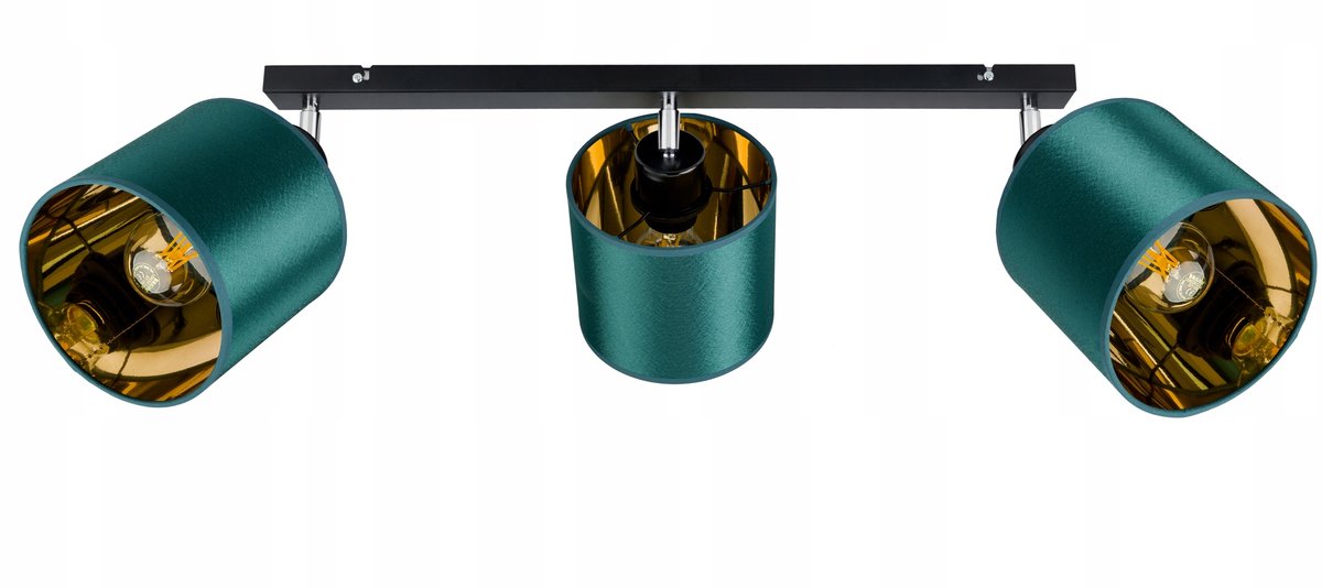 Gouden Plafondlamp met Verstelbare Armaturen en Groene Kap