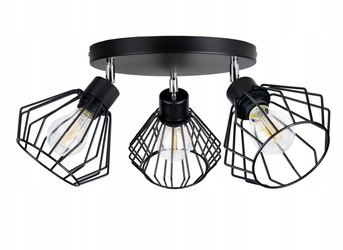 Moderne Zwarte Plafondlamp met 3xE27 Fitting - Stijlvol Design