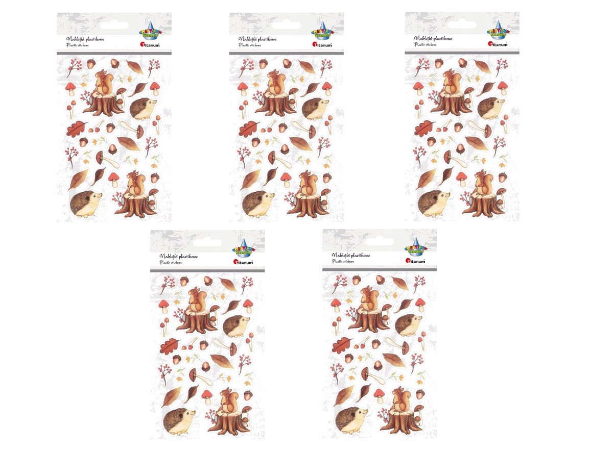 Zelfklevende Herfst Bos Stickers: Eekhoorns, Egels - Set van 5