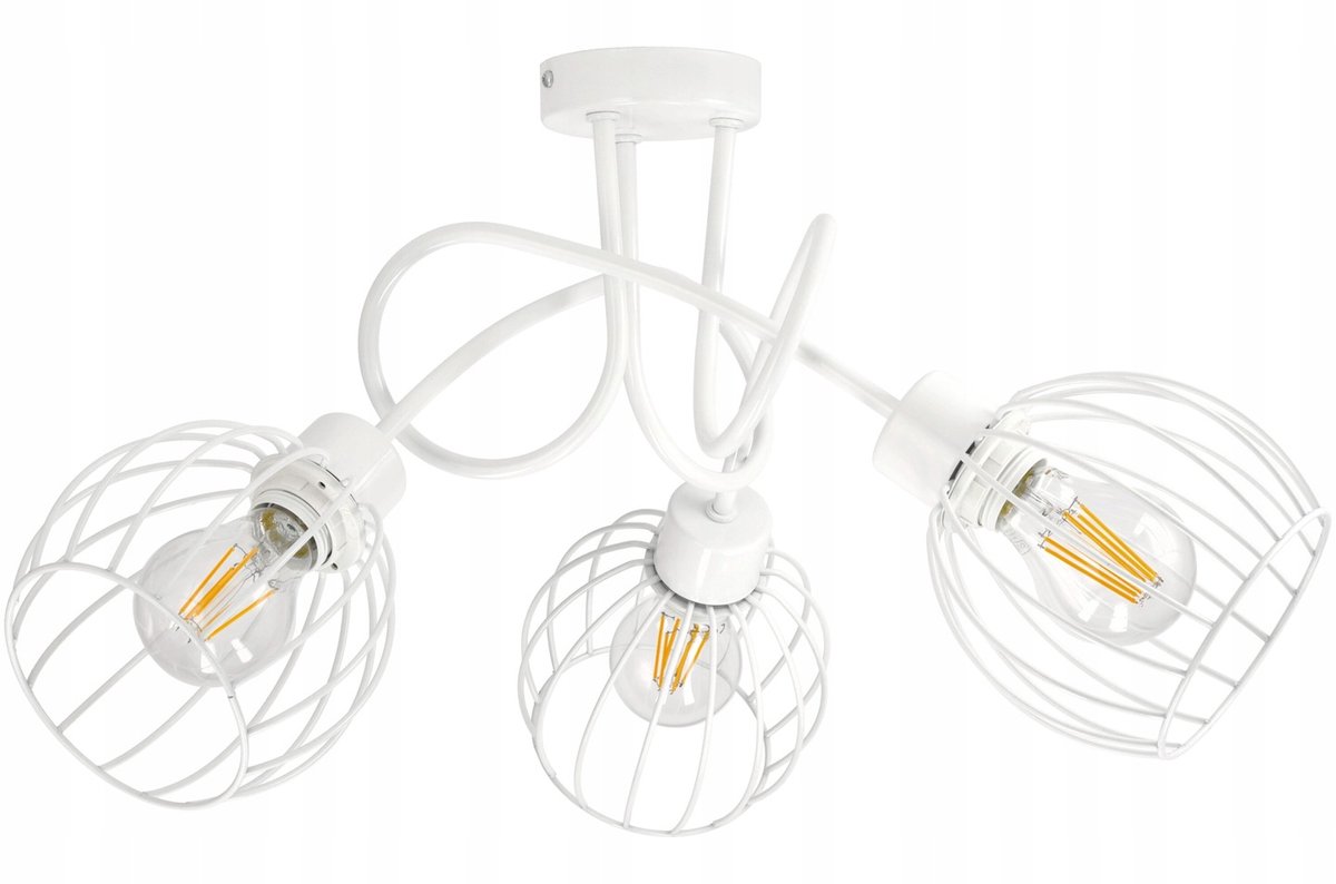Hanglamp Metaal Draad Bol 3xE27 Wit - Merkloos
