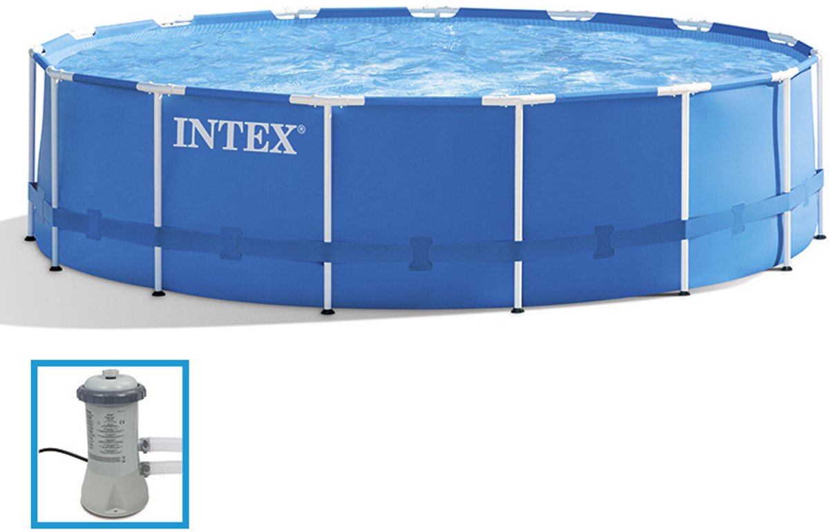 Intex Metal Frame kit piscine hors sol - Ø 366 cm x 76 cm avec pompe de filtration