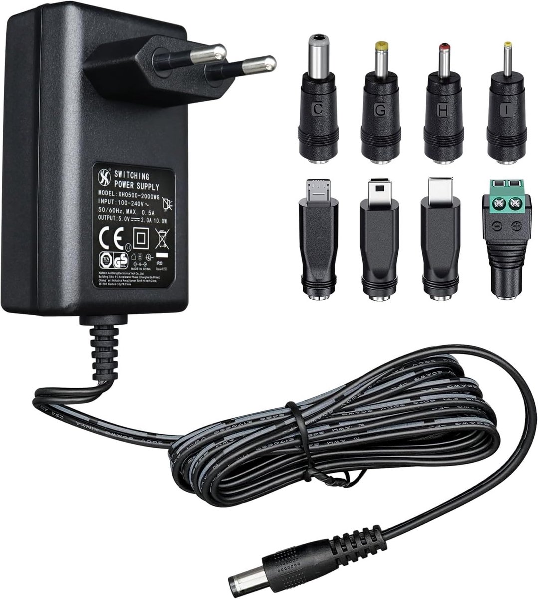 Power adapter 5 V 2 A 10 W 1.8 m, AC adapter DC (input 100-240 V, output 5 V 2 A), wall mounted transformer plug with - ShopVlot